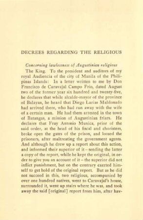 Decrees regarding the religious