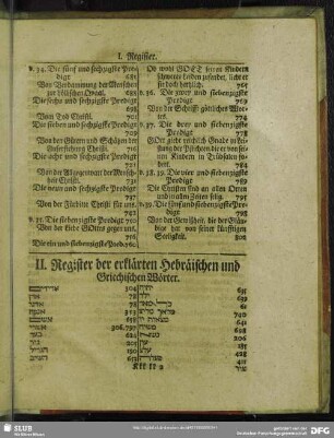 II. Register der erklärten Hebräischen und Griechischen Wörter