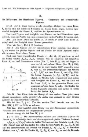 14. Die Richtungen der identischen Figuren. - Congruente und symmetrische Figuren.