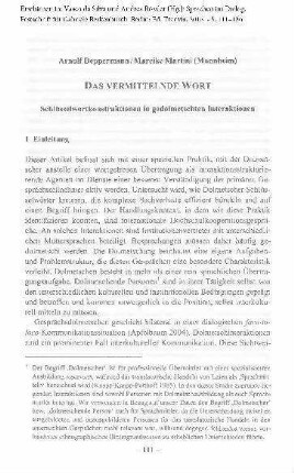 Das vermittelnde Wort. Schlüsselwortkonstruktionen in gedolmetschten Interaktionen
