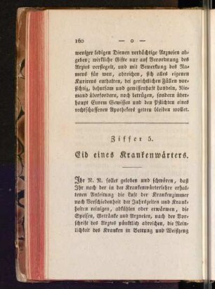 Ziffer 5. Eid eines Krankenwärters