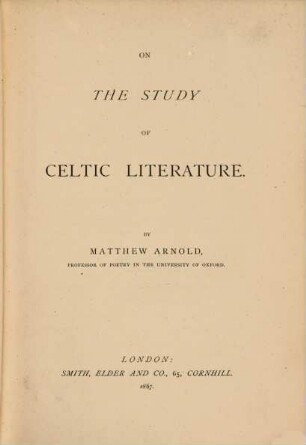 On the study of celtic literature