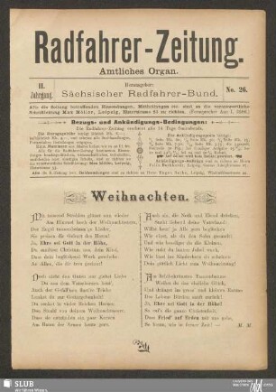 Radfahrer-Zeitung : illustrierte Fachzeitschrift für den Radfahrsport : amtliches Organ des Sächsischen Radfahrer-Bundes