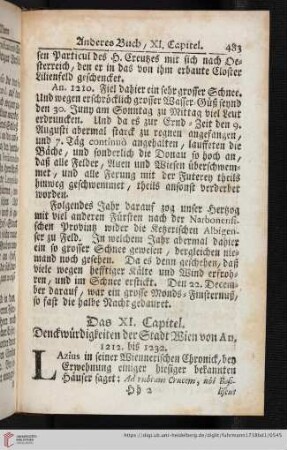 Das XI. Capitel. Denckwuerdigkeiten der Stadt Wien von An. 1212 bis 1232
