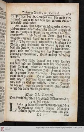 Das XI. Capitel. Denckwuerdigkeiten der Stadt Wien von An. 1212 bis 1232