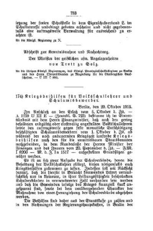 Kriegsbeihilfen für Volksschullehrer und Schulamtsbewerber : [E. Öffentliches Volksschulwesen]