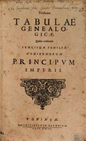 Tabulae genealogicae Familiarum Europaearum variarum : 13 T.