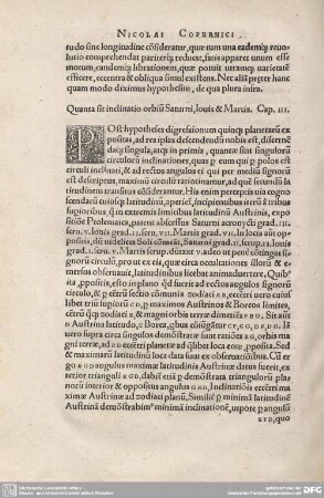 3. Quanta sit inclinatio orbium Saturni, Iovis et Martis.