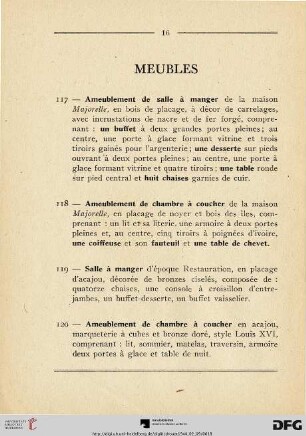 Meubles  (Nr. 117-152)