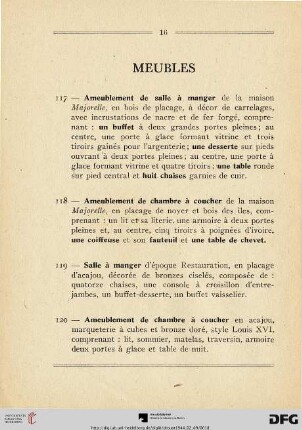 Meubles  (Nr. 117-152)