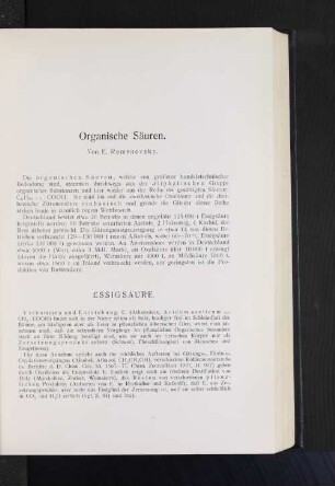 Organische Säuren.