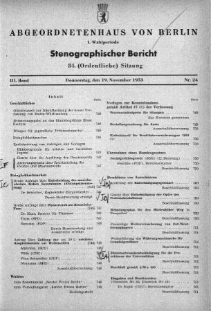 Nr. 24 (84), 19. November 1953