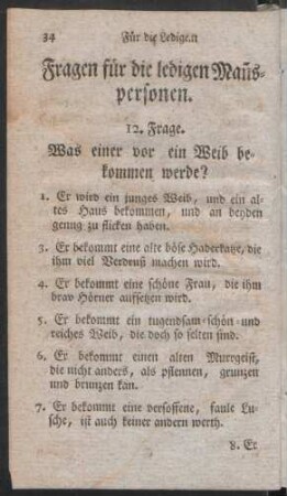 Fragen für die ledigen Mannspersonen