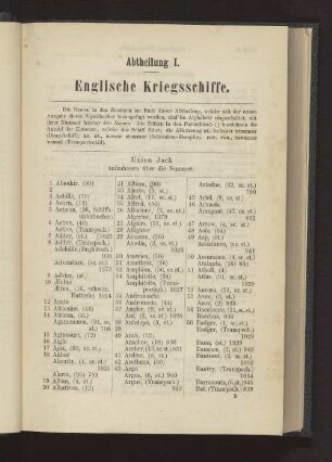 Abtheilung I. Englische Kriegsschiffe