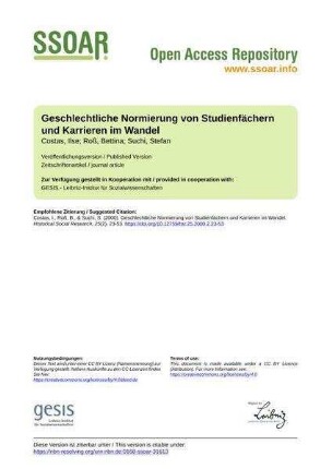 Geschlechtliche Normierung von Studienfächern und Karrieren im Wandel