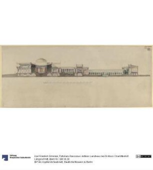Potsdam-Sanssouci. Antikes Landhaus bei Schloss Charlottenhof. Längsschnitt