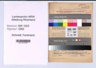 Entnazifizierung Ferdinand Schmidt , geb. 07.07.1888 (Beamter)