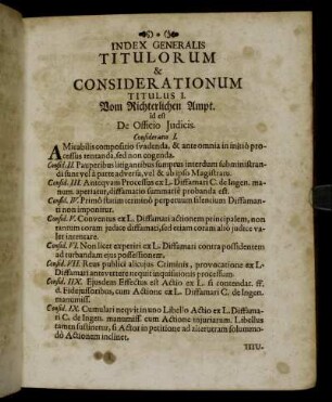 Index Generalis Titulorum & Considerationum