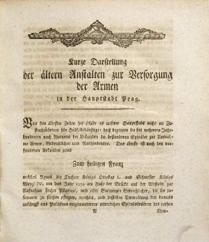 Beschreibung der öffentlichen Armen-Versorgungsanstalten in der königl. böhmischen Hauptstadt Prag