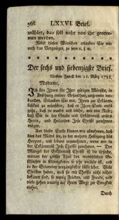 Der sechs und siebenzigste Brief