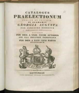 WS 1837: Catalogus praelectionum publice et privatim in Academia Georgia Augusta ... habendarum
