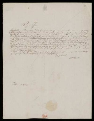 Brief von Frau L. F. Grote an Johannes Riepenhausen, Albano, 5.9.1841