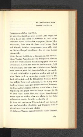 An Graf Schimmelmann Wandsbeck, den 29. Dezember 1799