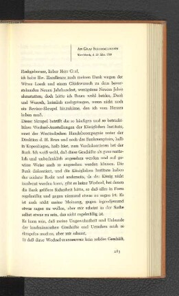 An Graf Schimmelmann Wandsbeck, den 29. Dezember 1799
