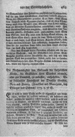 Die Nothwendigkeit den Gebrauch der katholischen Kirche, die Geistlichen ihres Standes niemals, oder gar schwerlich, zu entlassen, aufzuheben.
