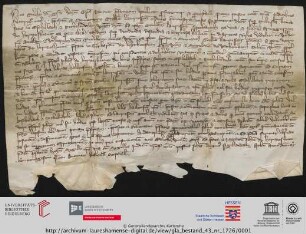 Urkunde : Vergleich zwischen Kloster Lorsch und Johann II. von Hirschhorn