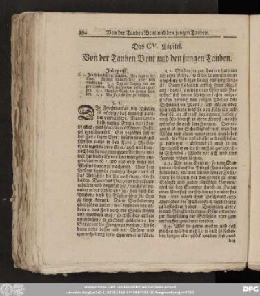 Das CV. Capitel. Von der Tauben Brut und den jungen Tauben.