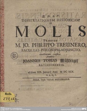 Dissertationem Historicam De Molis