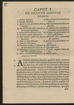Caput I. De Obiecto Auditus.