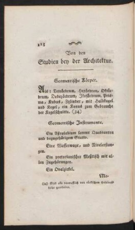 Von den Studien bey der Architektur