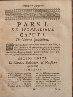 Caput I. De Natura Sponsalium.