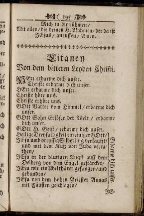 Litaney Von dem bitteren Leyden Christi