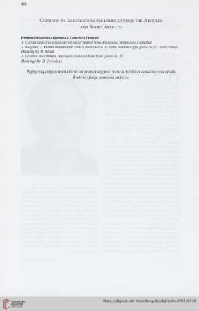 Captions and Illustrations published outside the Articles and Short Articles