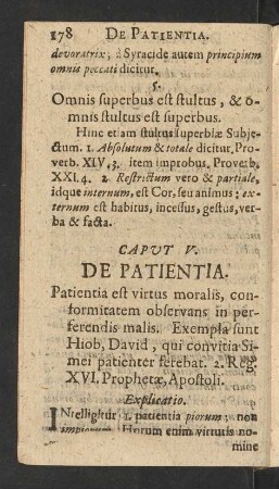 Caput V. De Patientia.