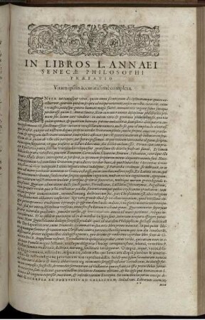 In Libros L. Annaei Senecae Philosophi Praefatio Vitam ipsius accuratissime complexa