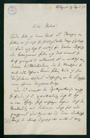 Brief vom 19. April 1873