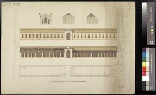 Grund- und Aufrisse sowie Querschnitte für einen Zwinger-Nordflügel als Orangerie (Neues Orangeriehaus am Zwinger)