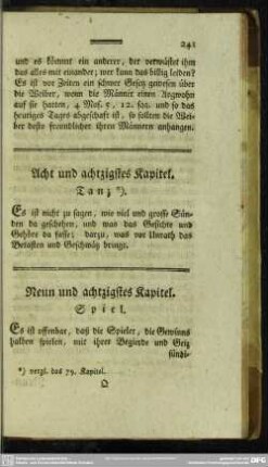 Neun und achtzigstes Kapitel. Spiel