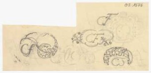 Kalligrafiestudien : Initialen C, F als Monogramm, von Ornamenten umgegeben