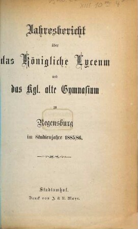 Jahres-Bericht. 1885/86