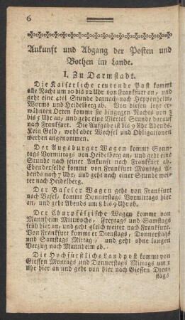 Ankunft und Abgang der Posten und Bothen im Lande.