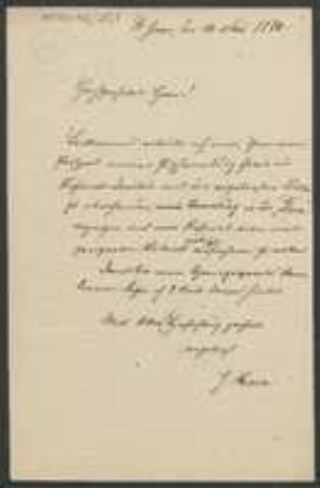 Brief von Gustav Jacob Herpell an Unbekannt