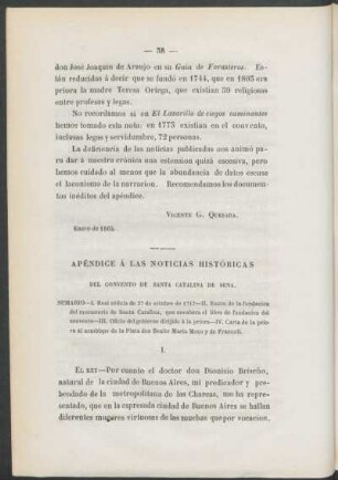 Apéndice á las noticias históricas del Convento de Santa Catalina de Sena.