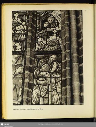 Havelberg. Detail der alten Glasmalerei im Dom