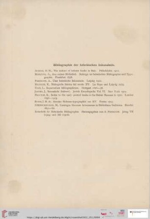 Bibliographie der hebräischen Inkunabeln