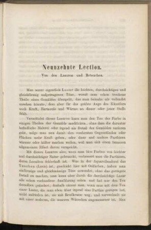Neunzehnte Lection. Von den Lasuren und Retouchen.